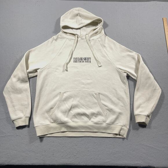 Taylor Swift The Eras Tour Hoodie Large Cream Pullover‎ Graphic Sweatshirt - Picture 1 of 9